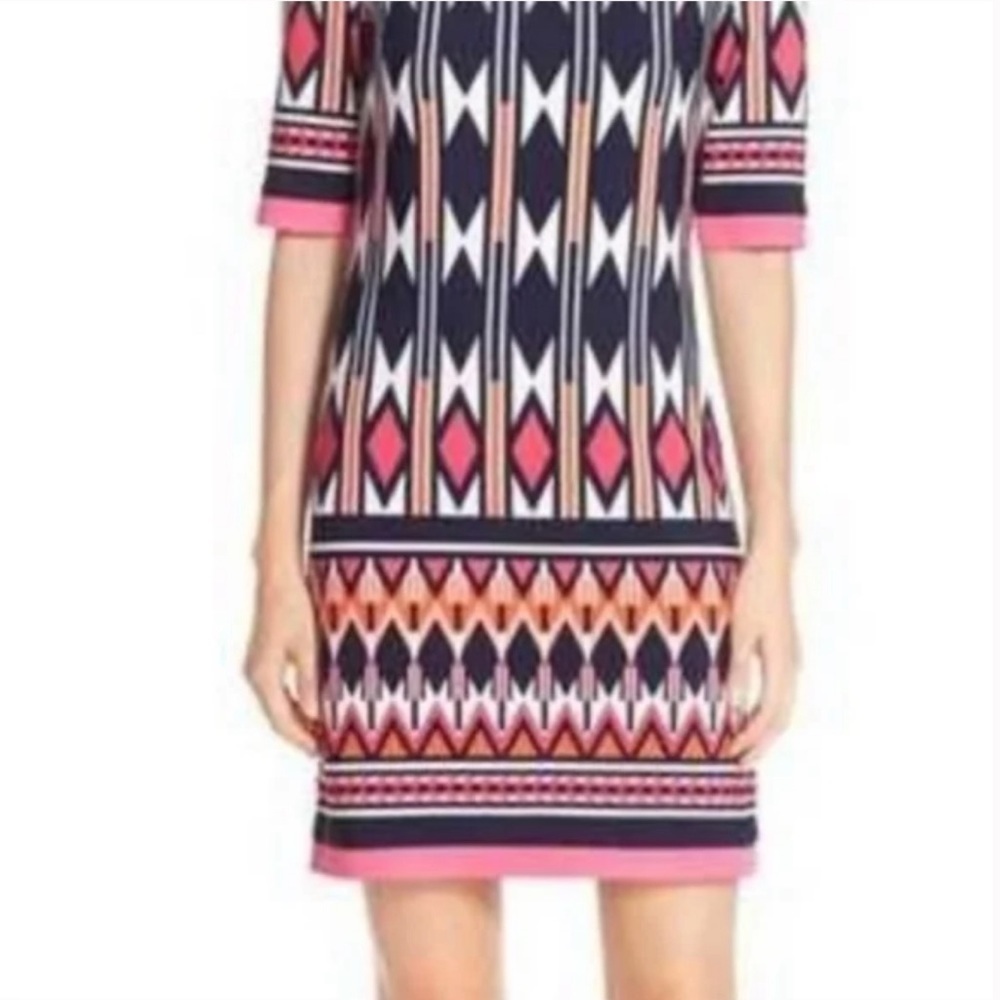 Eliza J Pink Geometric Sheath Dress